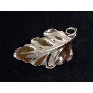 Vintage Old Crest Sterling Silver Oak Leaf Brooch Pin Pendant Textured Fall